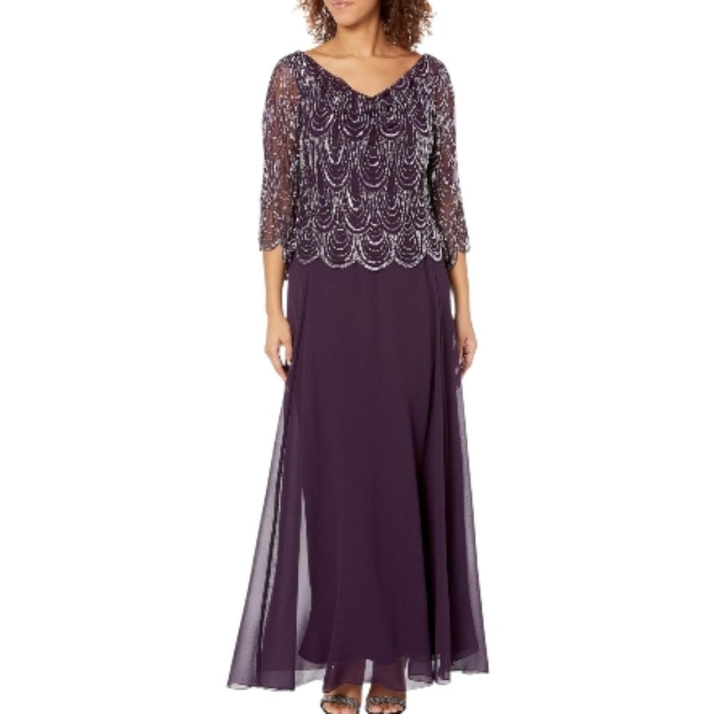 J Kara Purple Beaded Women's Wedding Dress